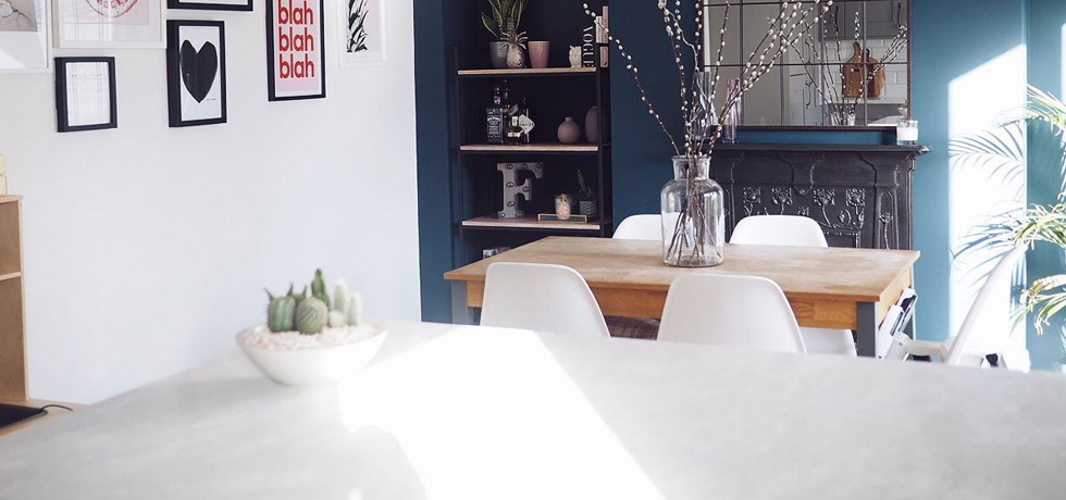 Encore worktop in Ice in the home of Emma and Stu from The Halcyon Years blog 